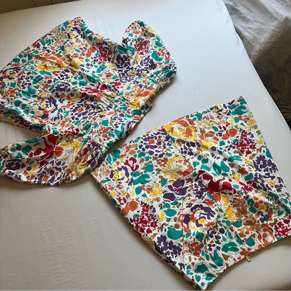 STORM & MARIE white multicolor abstract botanical leaf floral blouse skirt set - Picture 8 of 9